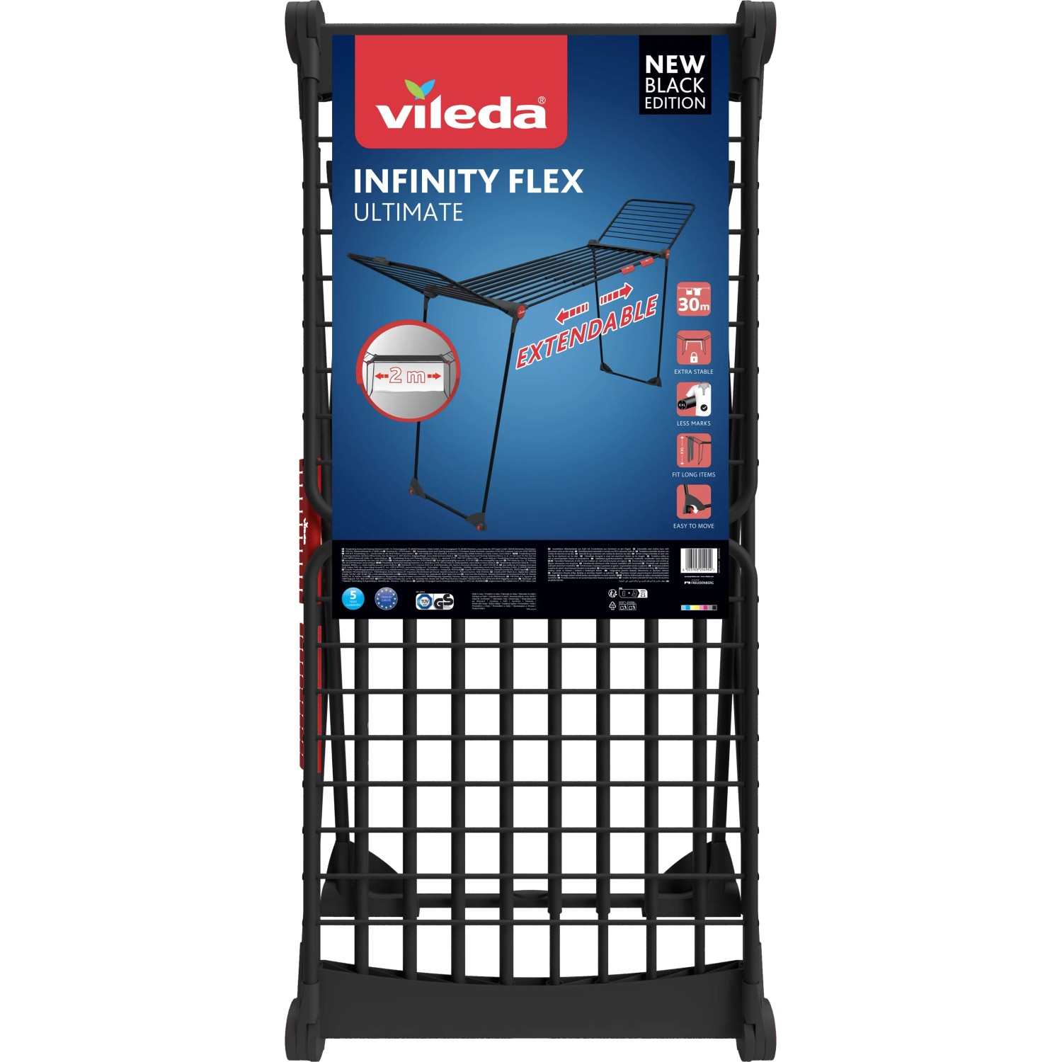 E-shop Vileda Sušiak na bielizeň Infinity FLEX čierny 30 m