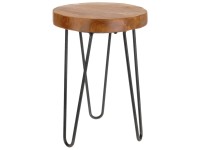 Koopman Stolička trojnohá, teakové drevo/kov, pr. 30 x 42 cm