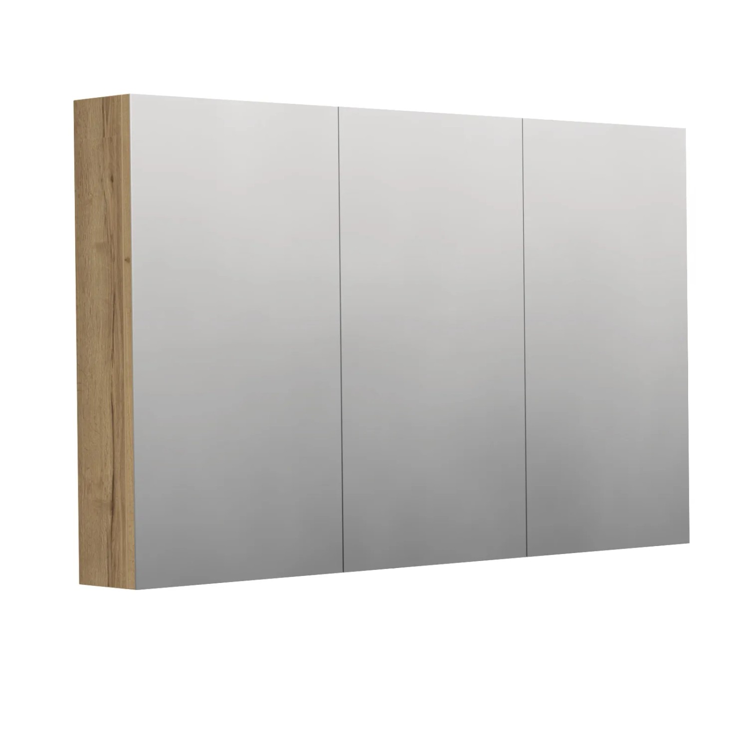 E-shop INTEDOOR Zrkadlová skriňa BEE, 3 dvere, el. zásuvka, IP44, š.120cm, dub Halifax