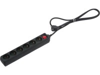 Zásuvková lišta 6 zásuvok s vypínačom čierna 1,4 m Zásuvková lišta 6 zásuvok s vypínačom čierna 1,4 m