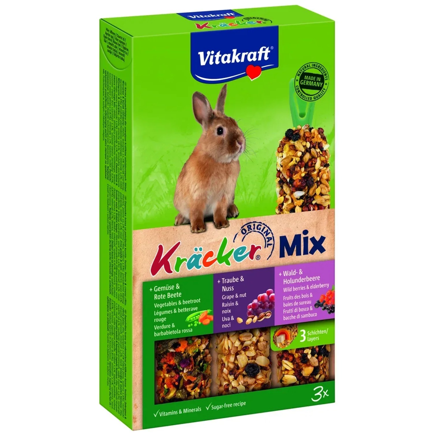 E-shop Vitakraft Doplnkové krmivo pre králiky Kräcker Mix 3 ks (zelenina, orechy)