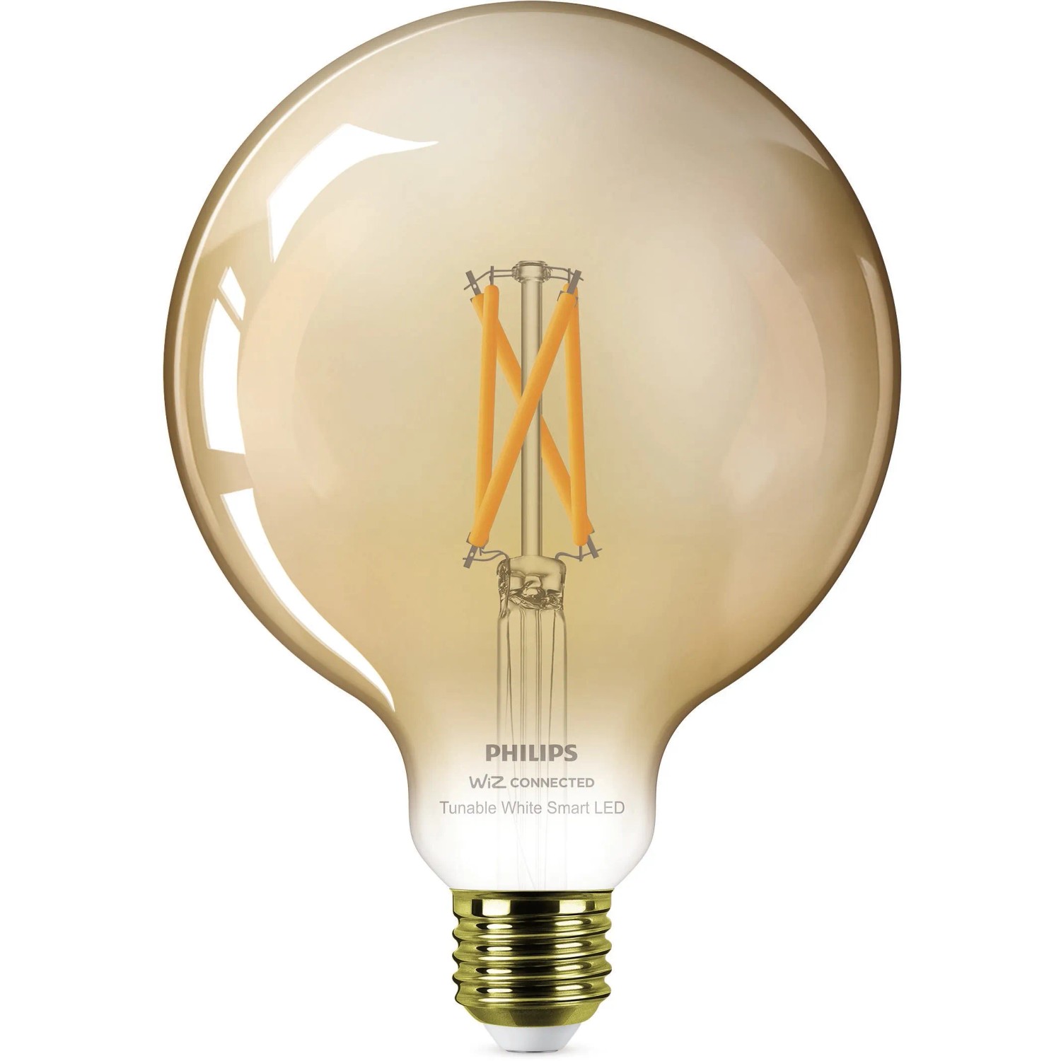 E-shop Philips Smart LED žiarovka Filament E27 G125, 7 W, 640 lm, 2000-5000K, jantárová