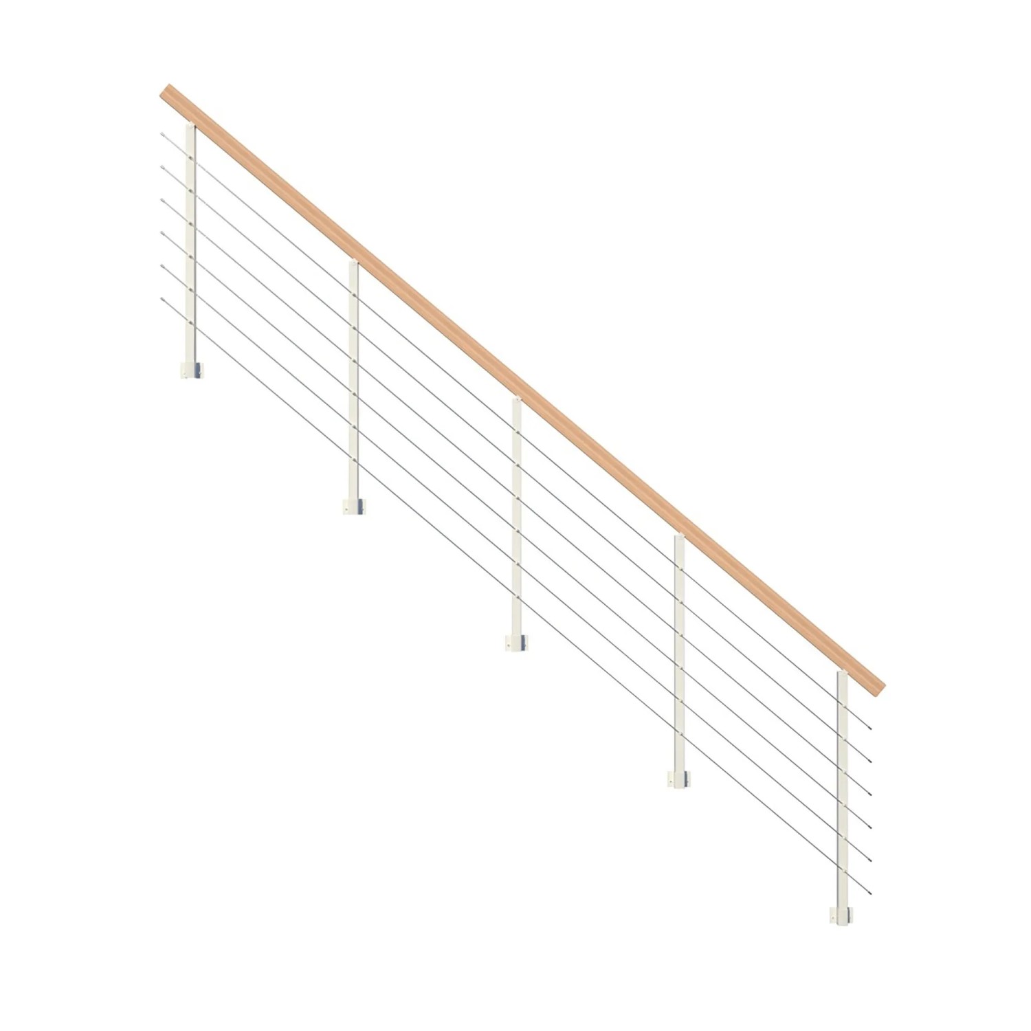 E-shop StarWood Kovové zábradlie Kos s hranatým bukovým madlom/biela 325 cm