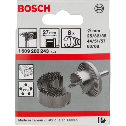 Bosch Sada dierovacích píl Pro, 8-dielna. Dierovacie píly rôznych veľkostí na drevo a plast.