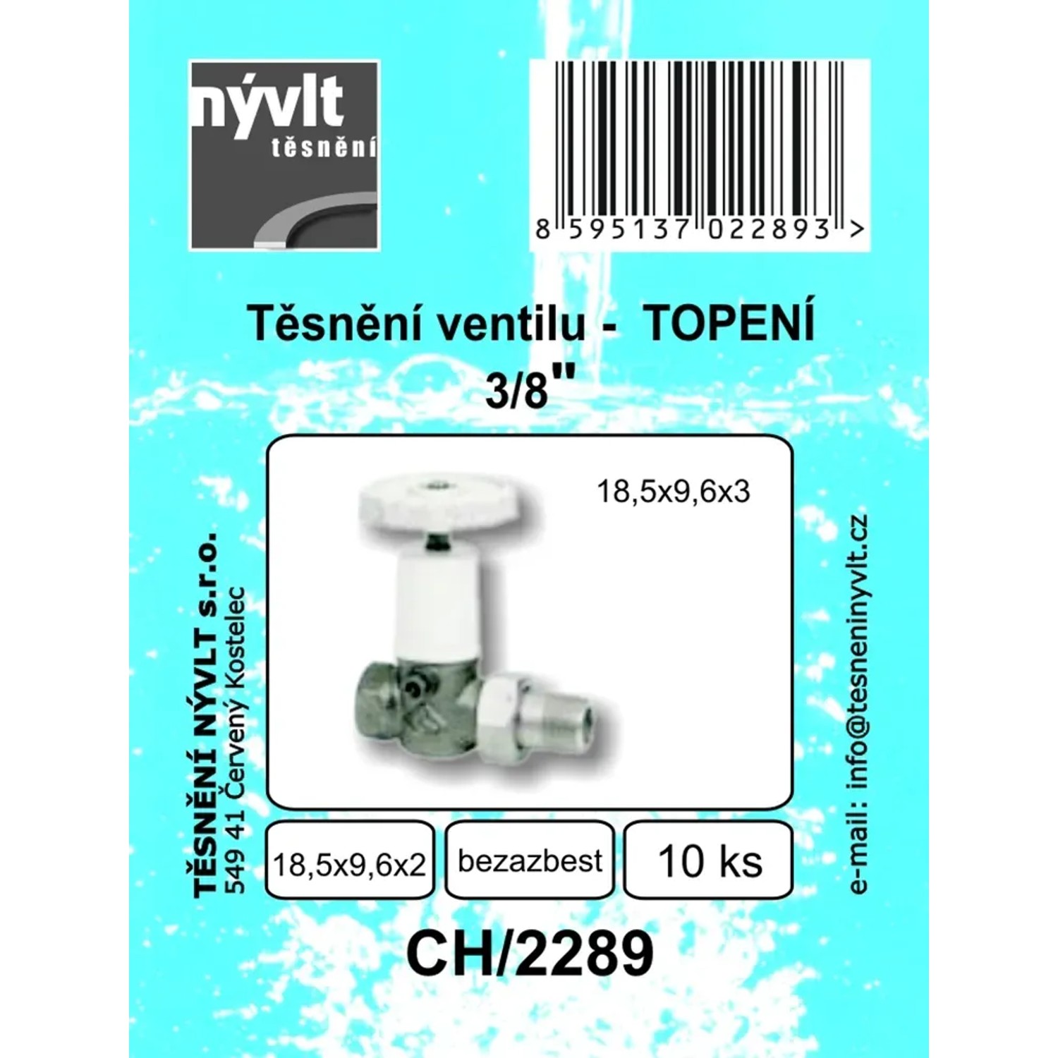 E-shop Súprava plochého tesnenia 3/8 ventil bezazbest, 10 ks