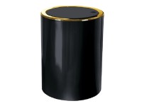 Kleine Wolke Kozmetický odpadkový kôš Clap čierna so zlatým okrajom 5 l