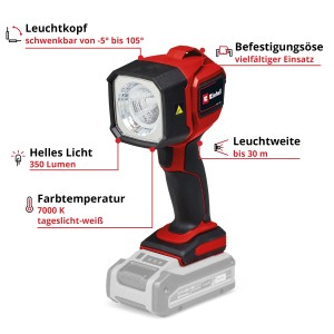 Einhell TC-CL 18/350 Li - Solo akumulátorová lampa: LED svetlo s otočnou hlavou, bez batérie.