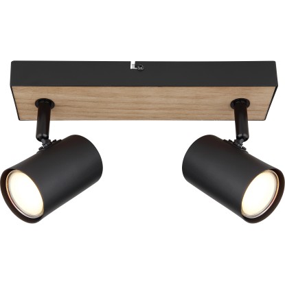GLOBO 2bodové svietidlo ROBBY čierna/drevo GU10 35W 260 x 60 x 135 mm
