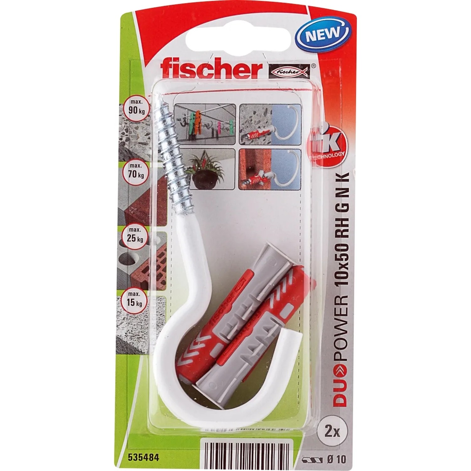 E-shop Fischer Hmoždinka DuoPower 10 x 50 RH G N K NV so skobou, 2 ks