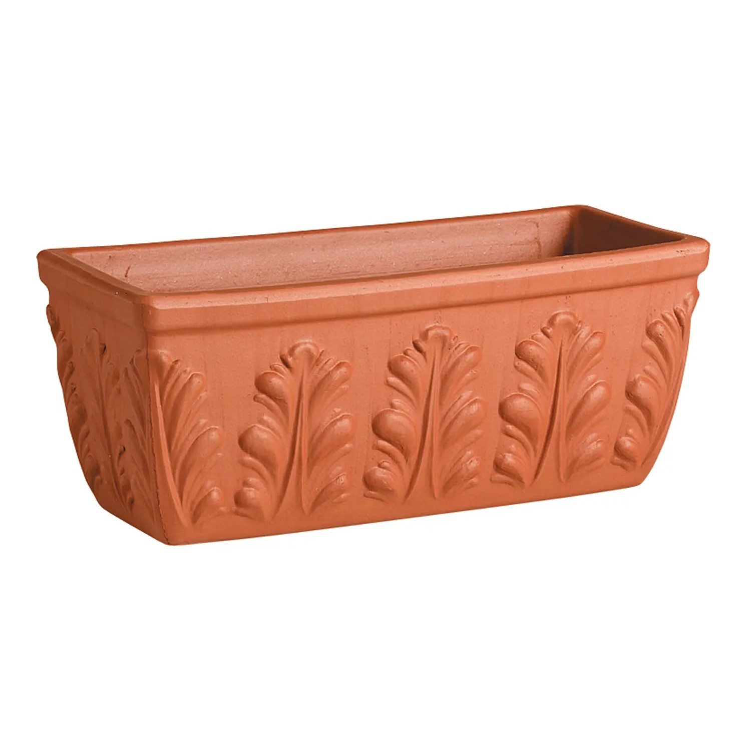 E-shop DEROMA Truhlík Cotto Garden ROMA 42 červená terakota 17,2 x 43 x 19 cm