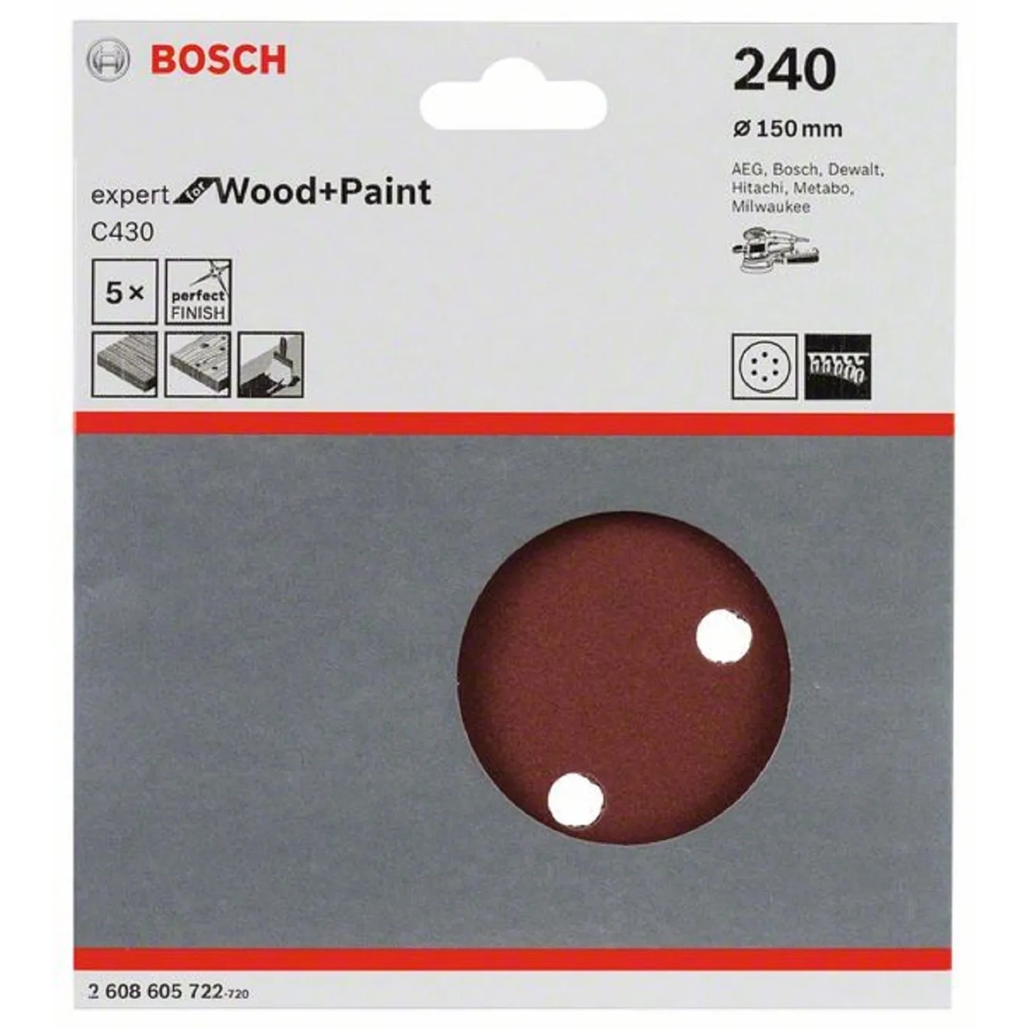 E-shop Bosch Brúsny papier C430, 150 mm, 240, 5 ks