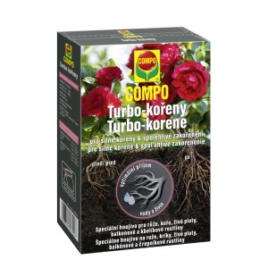 COMPO Turbo-Kořeny univerzálne hnojivo pre ruže, kríky a živé ploty.