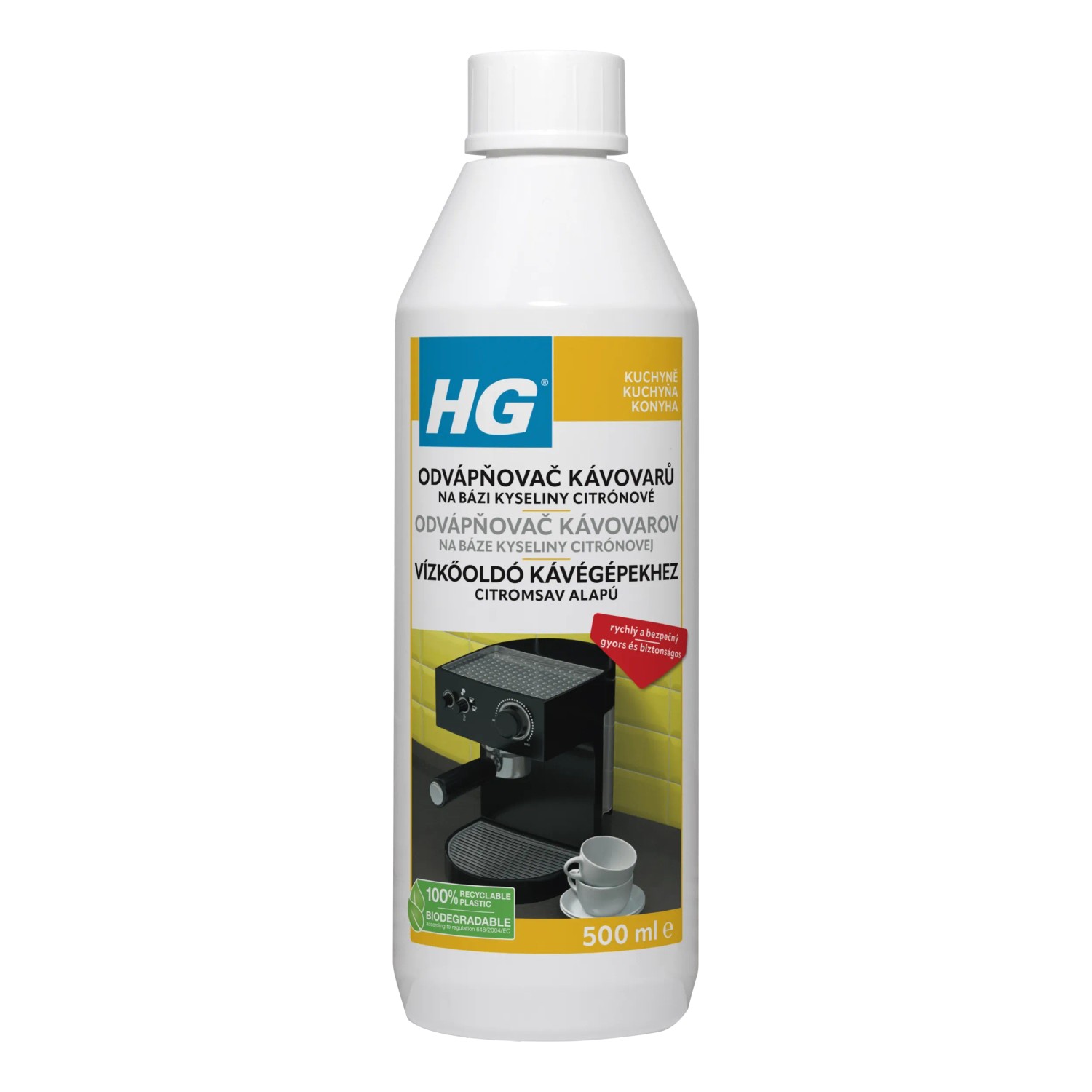 E-shop HG Odvápňovač kávovarov na báze kyseliny citrónovej 500 ml