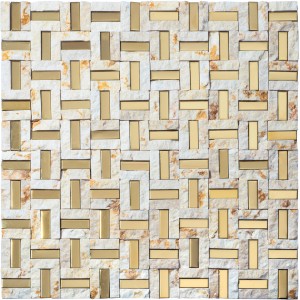 Mozaiková dlaždica Mramor & Hliník Greek Beige, 30x30 cm. Béžový vzhľad prírodného kameňa so zlatými akcentmi.