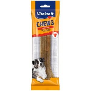 Vitakraft Chews kosť, 22 cm, 1 kus. Žuvacia kosť pre psov z hovädzej kože v žltom obale.