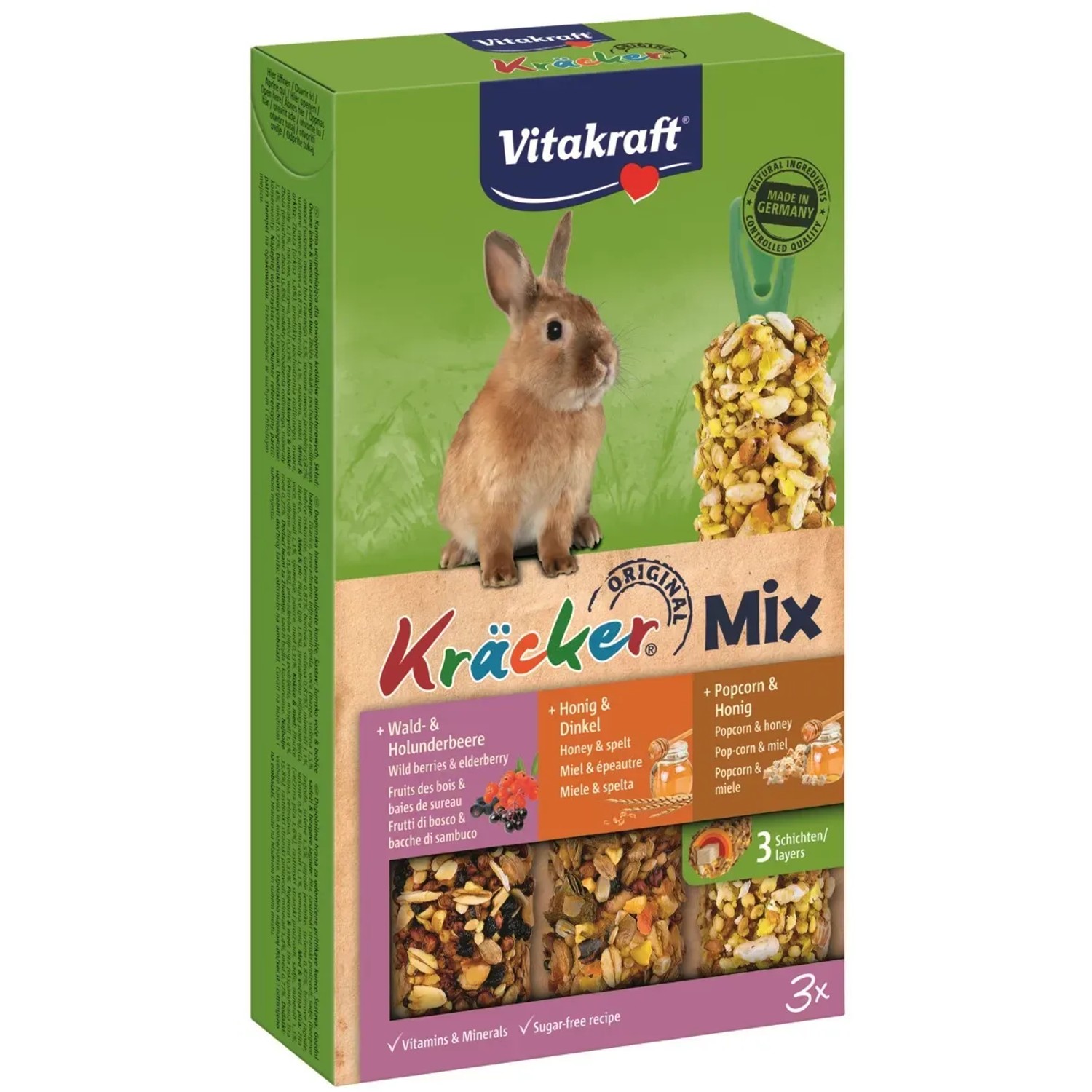 E-shop Vitakraft Doplnkové krmivo pre králiky Kräcker Mix 3 ks (lesné ovocie, med)