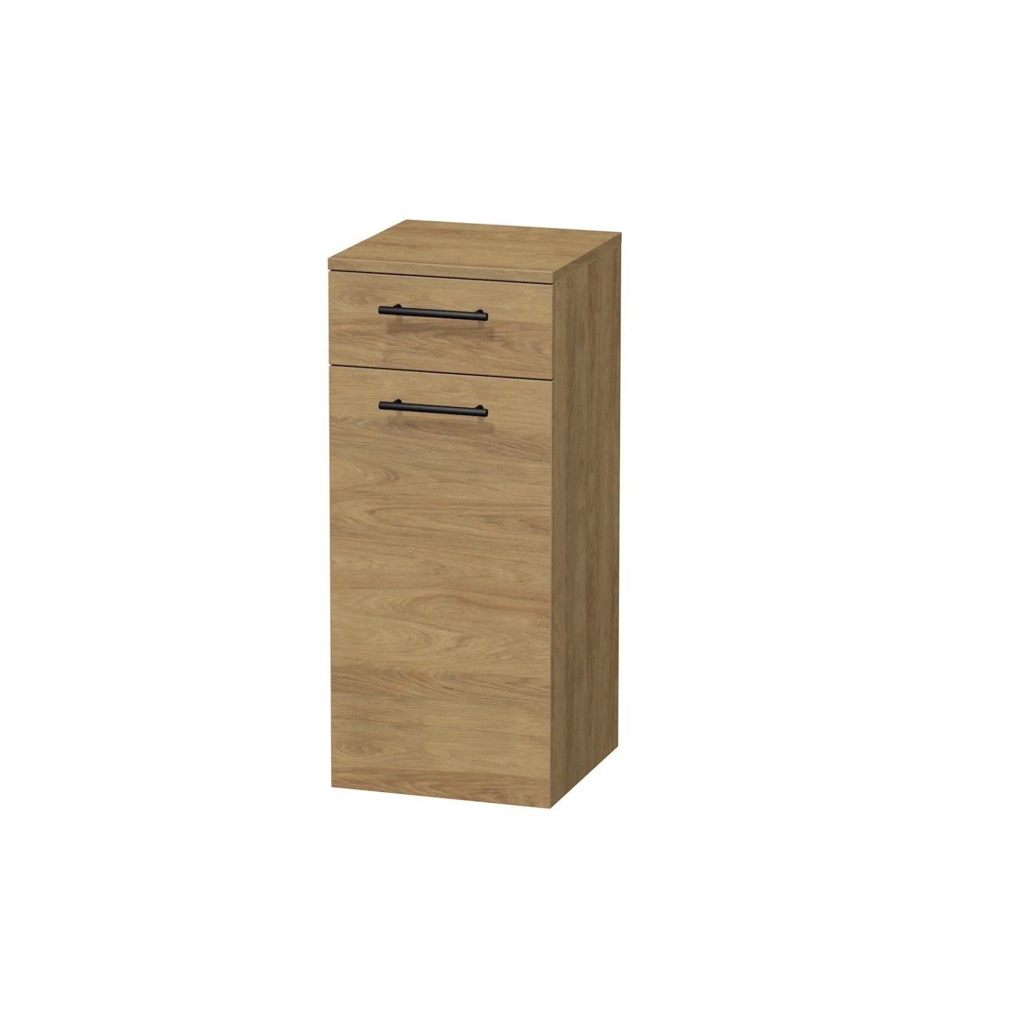 E-shop INTEDOOR Nízka skriňa BEE ľavá, úchyt čierny, š. 35 cm, dub Hickory