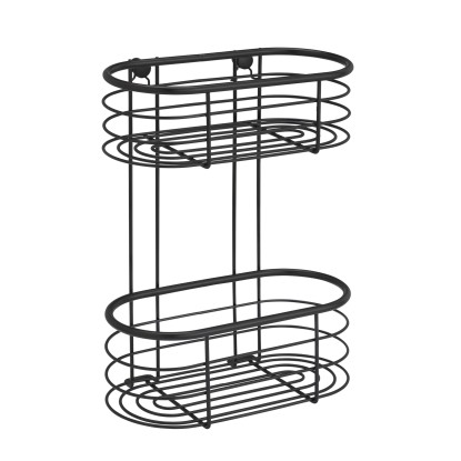 Wenko Kúpeľňová polica Trestina 2poschodová, čierna, 26 x 35 x 14 cm