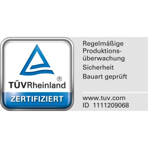 Certifikát TÜV Rheinland pre madlo Wenko Secura, typovo schválené.