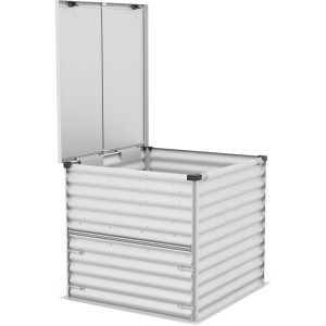 Kompostér Vitavia Tami Alu, blank, 99x99x87cm, s otvoreným vekom a vyberateľnými dvierkami.