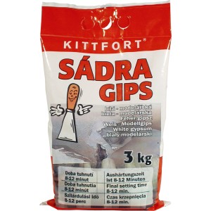 Kittfort Sádra Gips, 3kg balenie, špeciálny tmel na modelovanie a opravy.