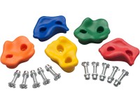 SwingKing Stredne veľké lezecké chyty s 2 otvormi, plast, rôzne farby, 5 ks