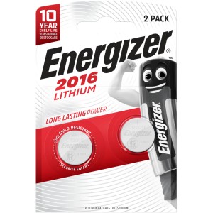 Balenie 2 lítiových gombíkových batérií Energizer CR 2016 napr. do kalkulačiek.