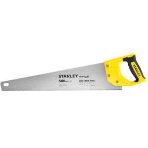Ručná píla Stanley so žlto-čiernou rukoväťou, 500mm pílový list pre presné rezy.