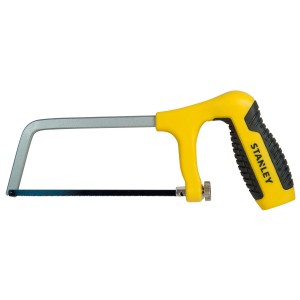 Stanley Mini pílka na kov s pištoľovou rukoväťou, dĺžka čepele 150 mm a žltá rukoväť.