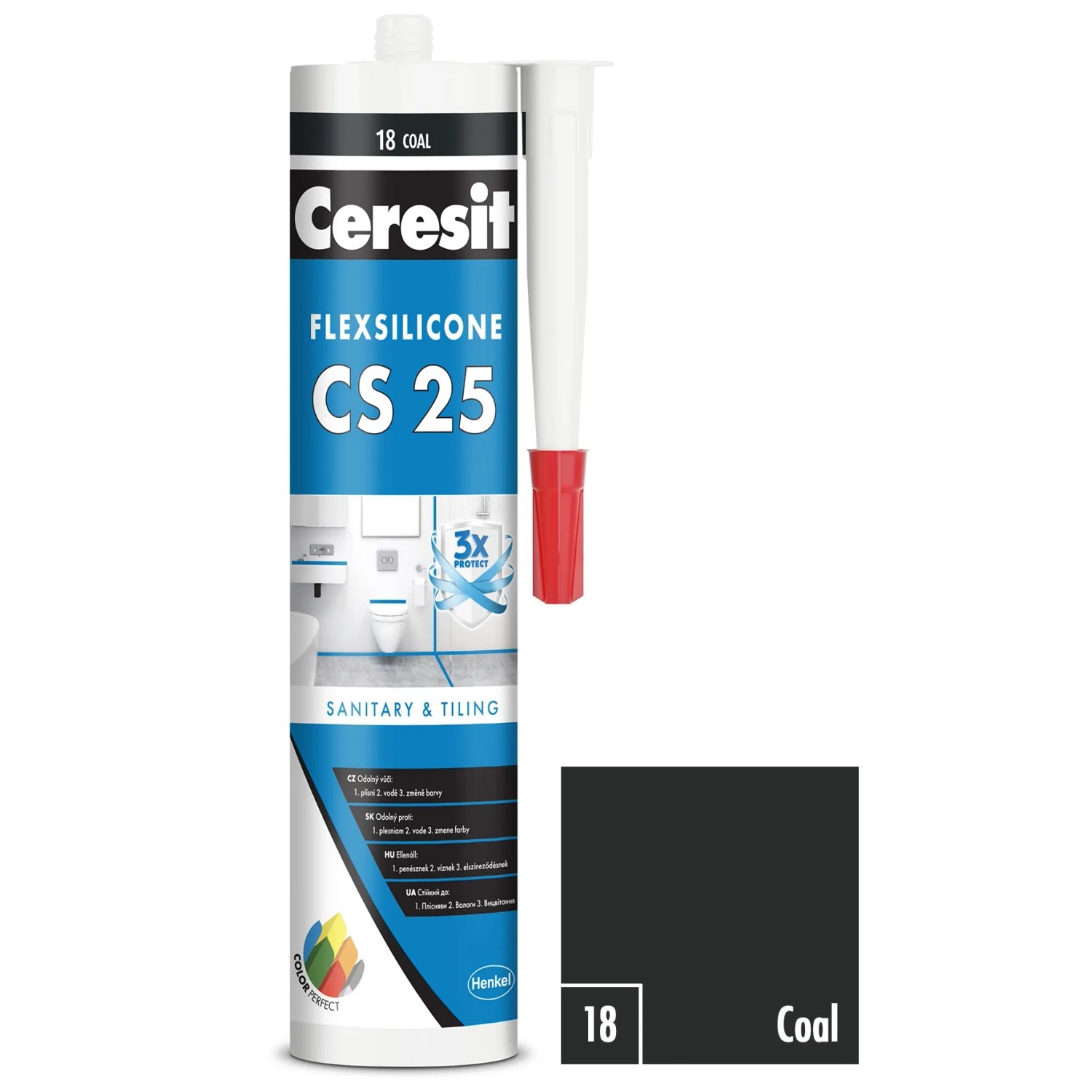 E-shop CERESIT CS 25 Sanitárny silikón 18 Coal 280 ml