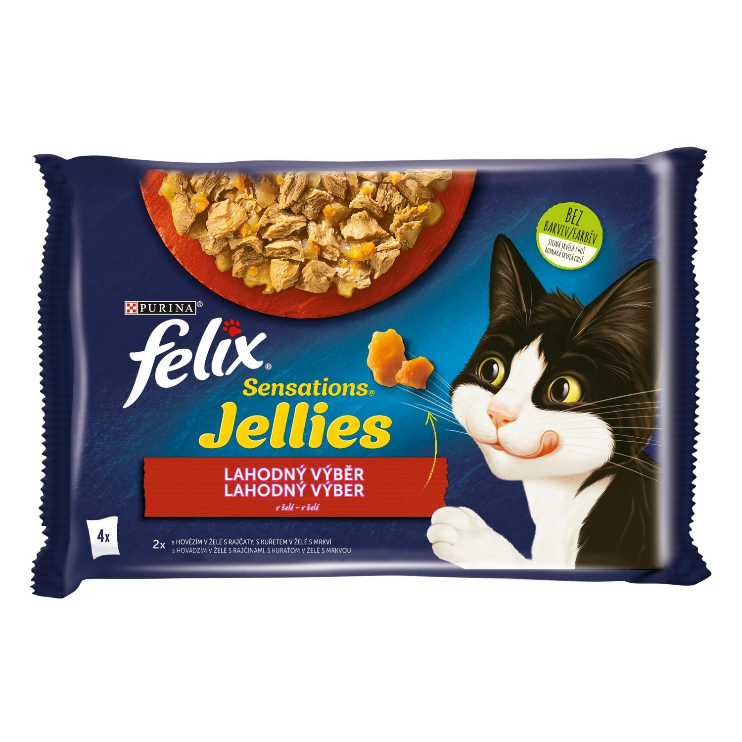 E-shop Felix Sensations Jellies Kapsičky pre mačky hovädzie, kura v želé 4 x 85 g