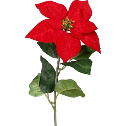 Dekoratívna umelá vetvička - Poinsettia červená, 55 cm