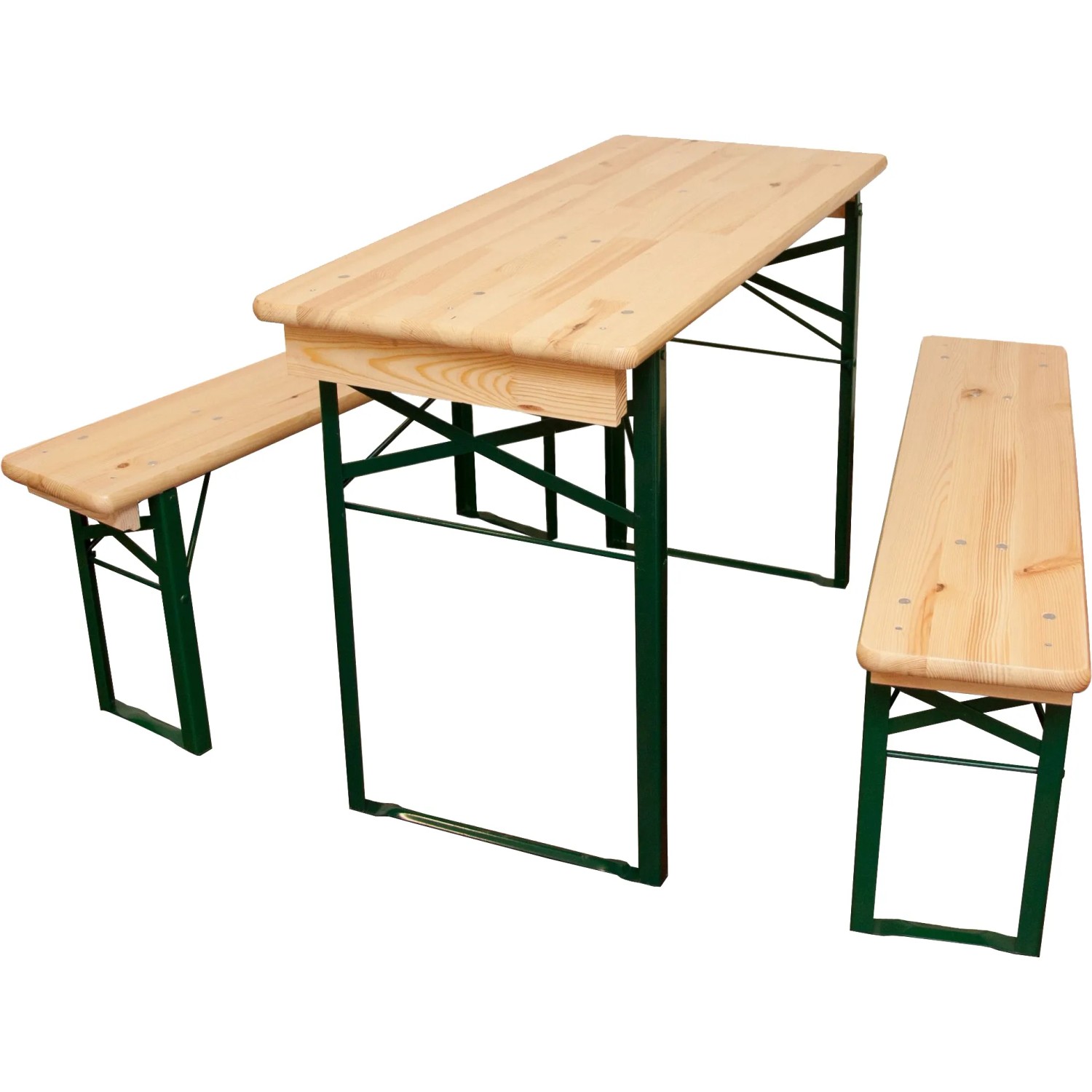 E-shop Pivný set, stôl 110 x 60 cm, borovicové drevo/oceľ, 3dielny