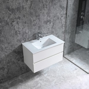 Sanotechnik Corbo umývadlo s doskou, 80 cm, biela matná, s dvomi zásuvkami a tichým zatváraním.