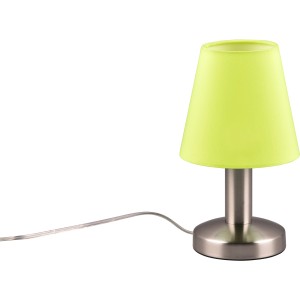 Nočná lampa Trio Mats II, matný nikel/zelená, Ø 14cm. Stolná lampa s dotykovým spínačom.