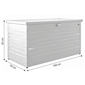 Biela úložná box Biohort Freizeitbox 160 High (83x159x79cm) na uloženie záhradného náradia.