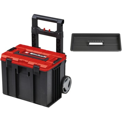 Einhell E-Case L kufor na náradie s kolieskami a vyberateľnou vložkou, červeno-čierny.