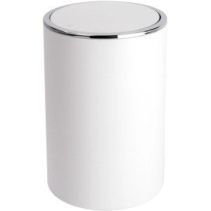 Wenko Inca výklopný odpadkový kôš, 5 l, biely s chrómovaným okrajom. Kozmetický kôš do kúpeľne a WC.