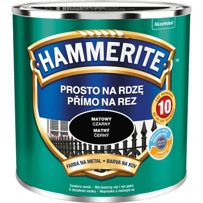 HAMMERITE Priamo na hrdzu farba na železné kovy matná čierna 0,25 l