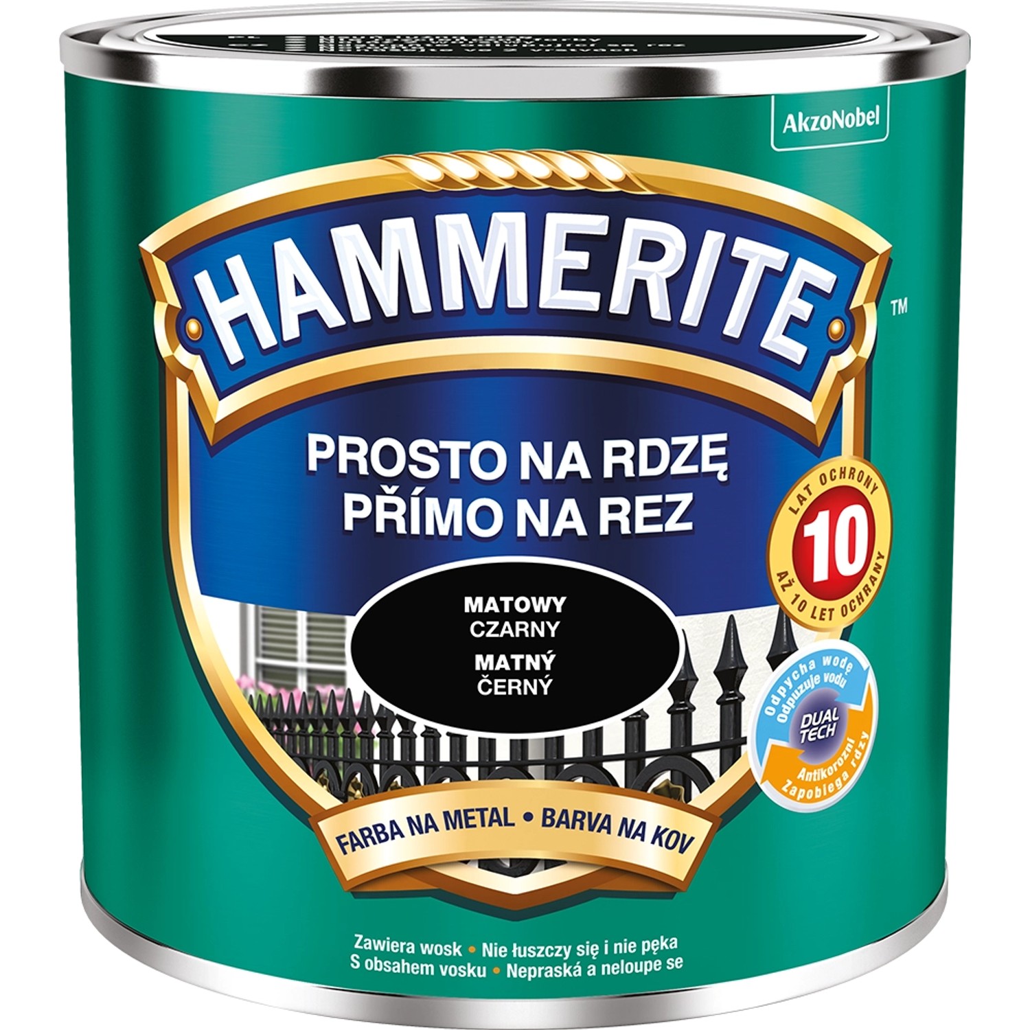E-shop HAMMERITE Priamo na hrdzu farba na železné kovy matná čierna 0,25 l