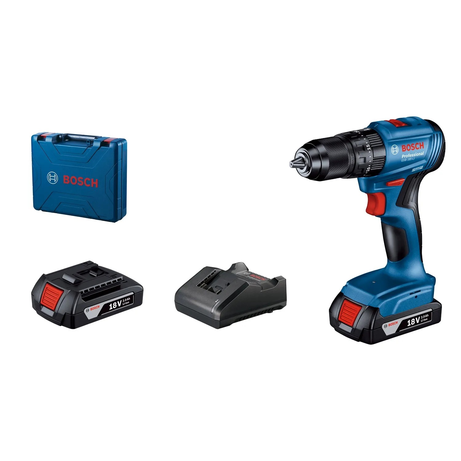 E-shop Bosch Professional Aku kombinovaný skrutkovač GSB 185-LI 2x aku+nabíjačka