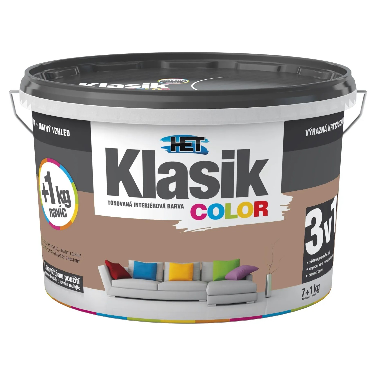 E-shop HET Klasik COLOR Tónovaná interiérová farba KC 0277 hnedá čokoládová, 7 + 1 kg