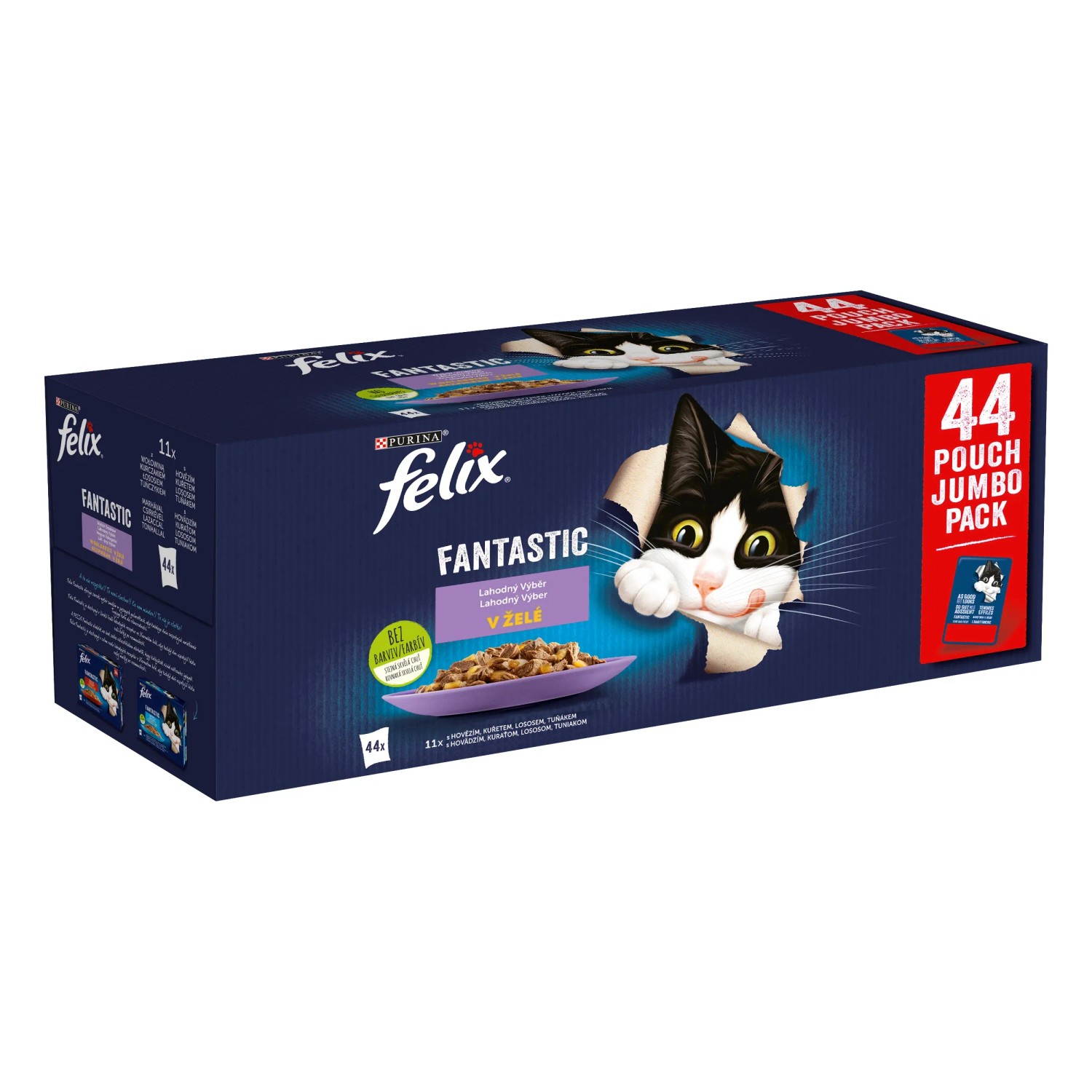 E-shop Felix Fantastic Kapsičky pre mačky hovädzie, kura, losos, tuniak v želé 44 x 85g