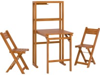 Balkónová jedálenská zostava Marmora s funkciou regálu, akáciové drevo, 3dielna