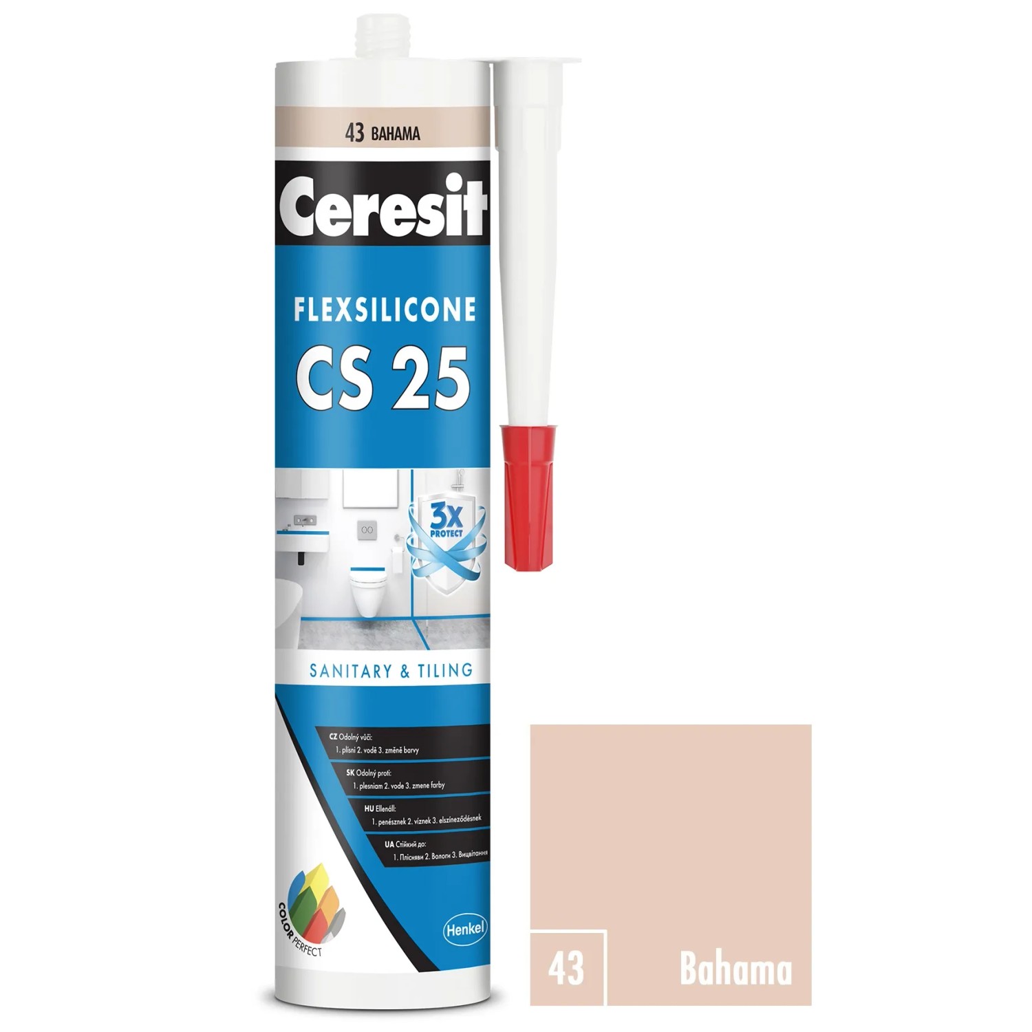 E-shop CERESIT CS 25 Sanitárny silikón 43 Bahama 280 ml