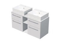 INTEDOOR Skriňa+2umývadlá BEE, úchyt chróm, š.120cm, regál stred, biela 3D pruhy