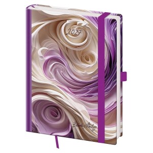 Helma 365 Týždenný diár 2027 B6 Vario Matragi Violet s gumičkou 12,5 x 17,6 cm