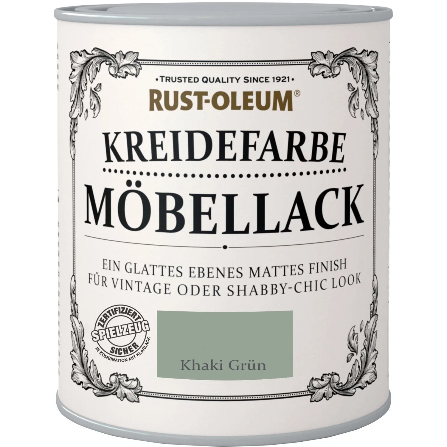 E-shop Rust-Oleum Kriedová farba na nábytok, khaki zelená matná, 750 ml