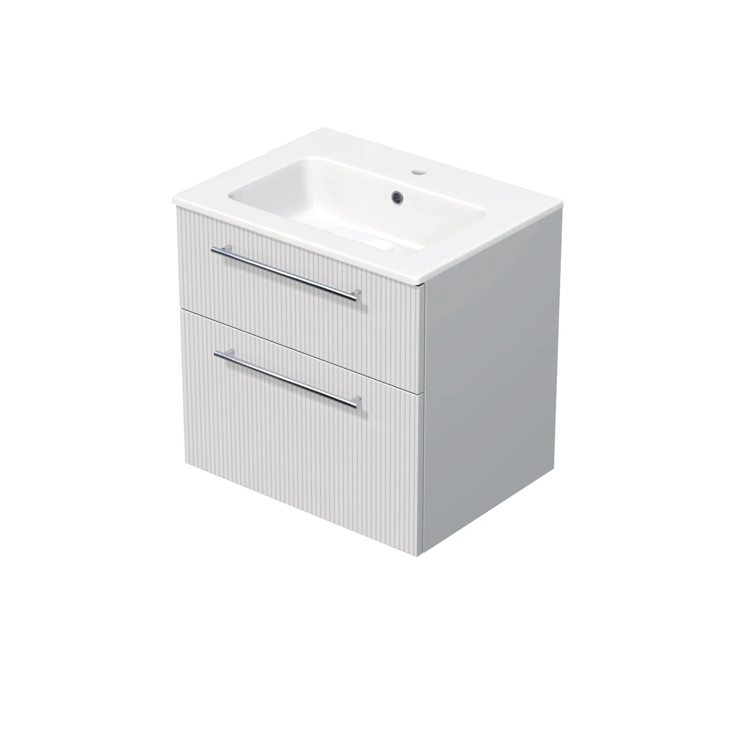 E-shop INTEDOOR Kúpeľ.skriňa+umývadlo BEE, úchyt chróm, 2 zás., š. 61 cm, biela 3D pruh