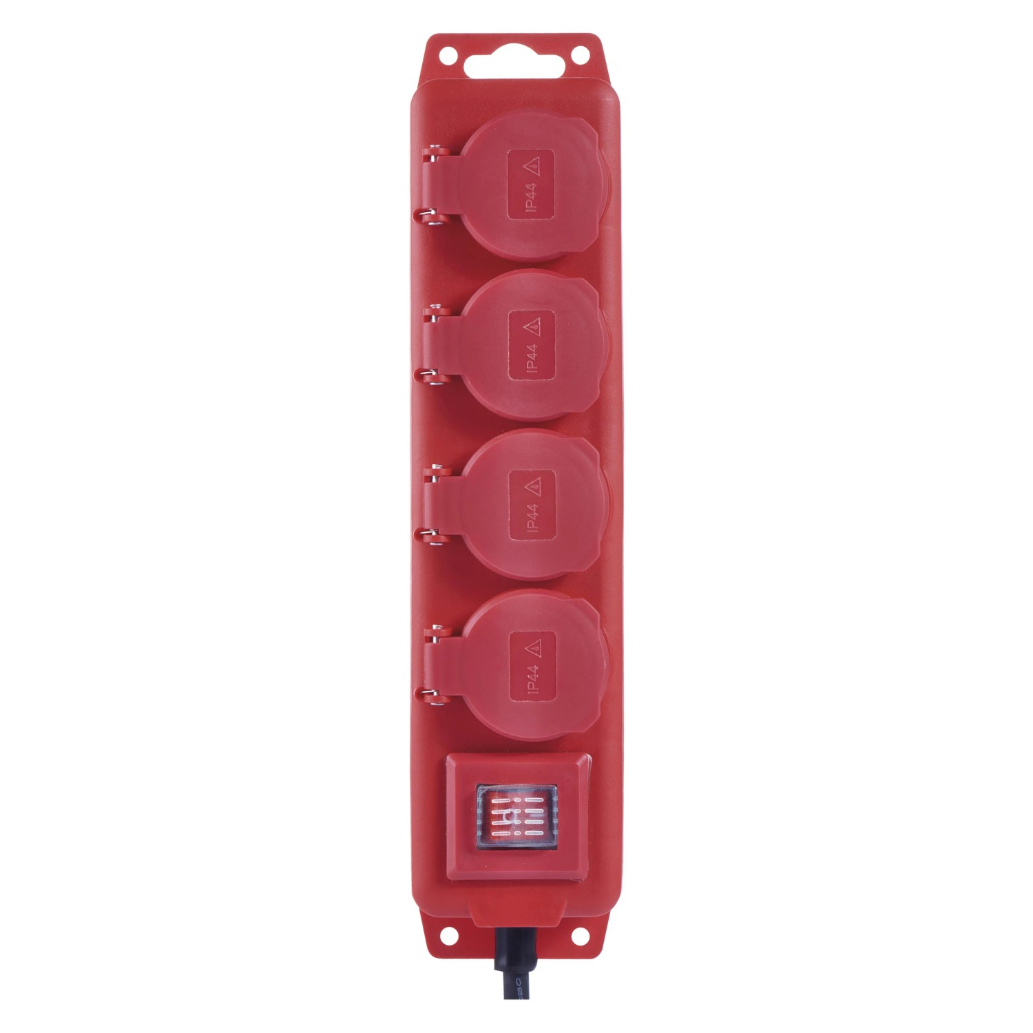 E-shop EMOS Predlžovací kábel červený/čierny, 4 zásuvky s vekom, max. 16 A/3680 W, 3 m